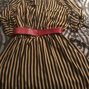 Black & Tan stripe skater-style dress